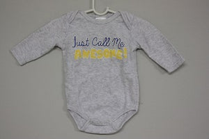 0-3 months edgars "just call me awesome long sleeve baby grow