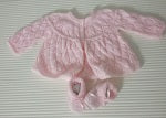 Unknown brand estimated 3-6 months pink knitted jersey with booties