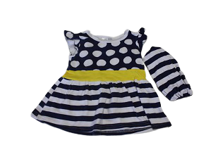 18-24 months  jolly tots stripes and polkadot dress with headband