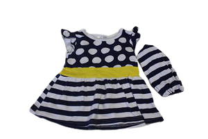 18-24 months  jolly tots stripes and polkadot dress with headband