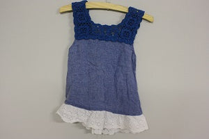 6-12 months chambray dress with crochet bodes