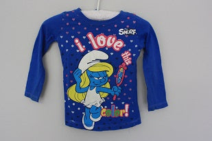 1-2 year old long sleeve smurfs top