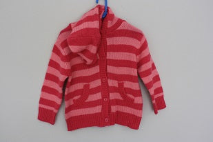 18-24 months hooded two tone stripped jersey